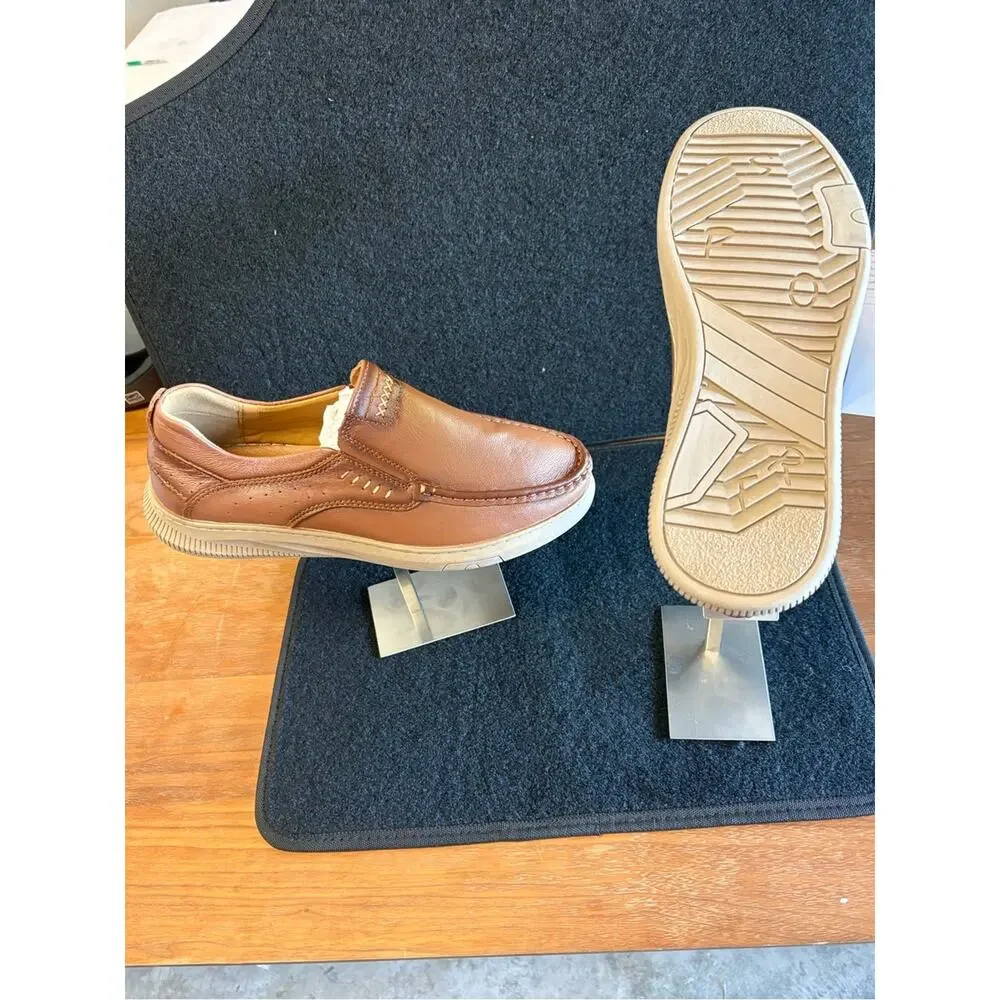 Men’s Brown Leather Slip-On Loafers Casual Comfort Shoes Size 12.5